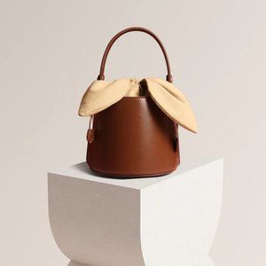 NWT Looks Like Summer Brown Leather Esme Bucket Bag